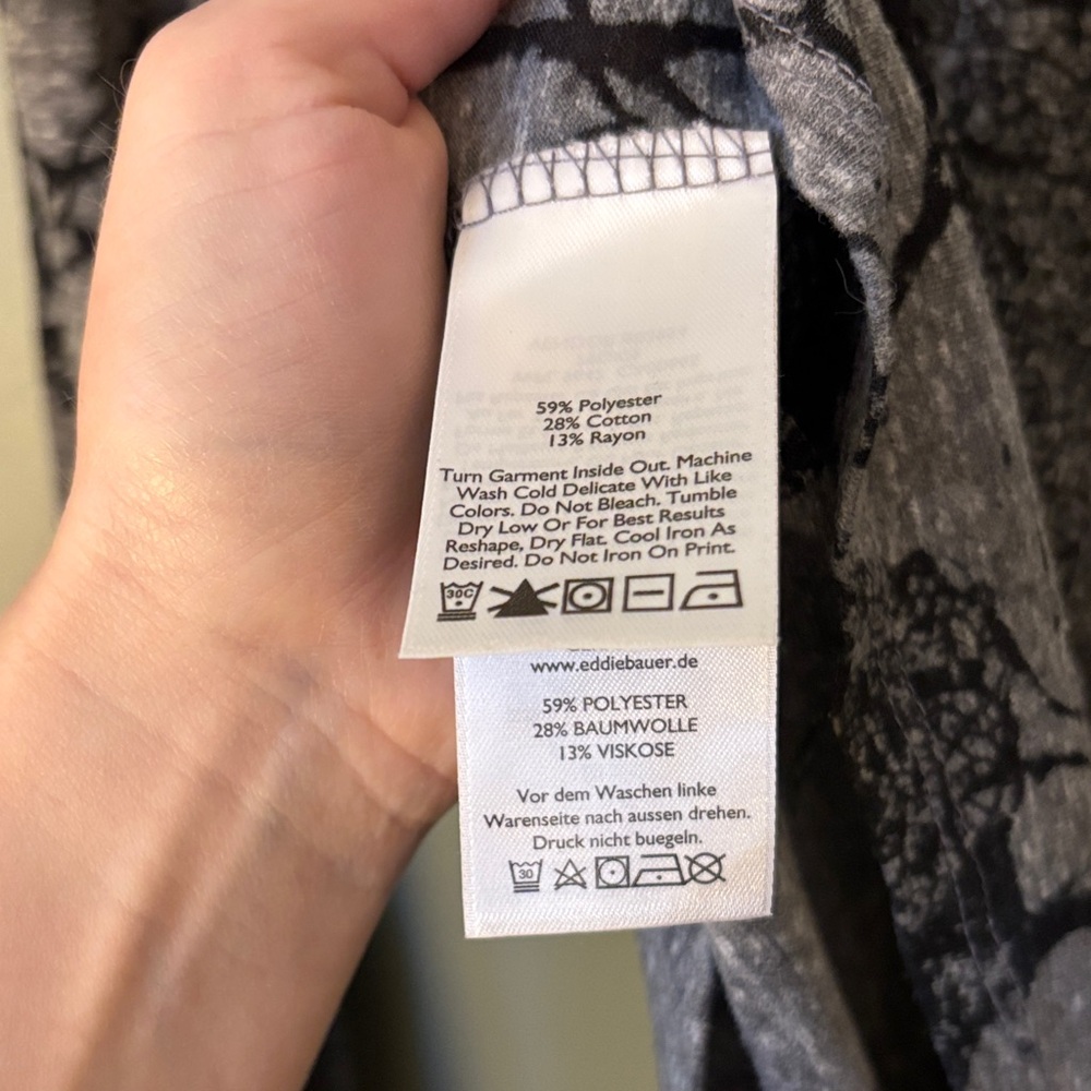 Eddie Bauer Gray and Black Leaf Forest Graphic Women's Shirt Size Small - Picture 5 of 6